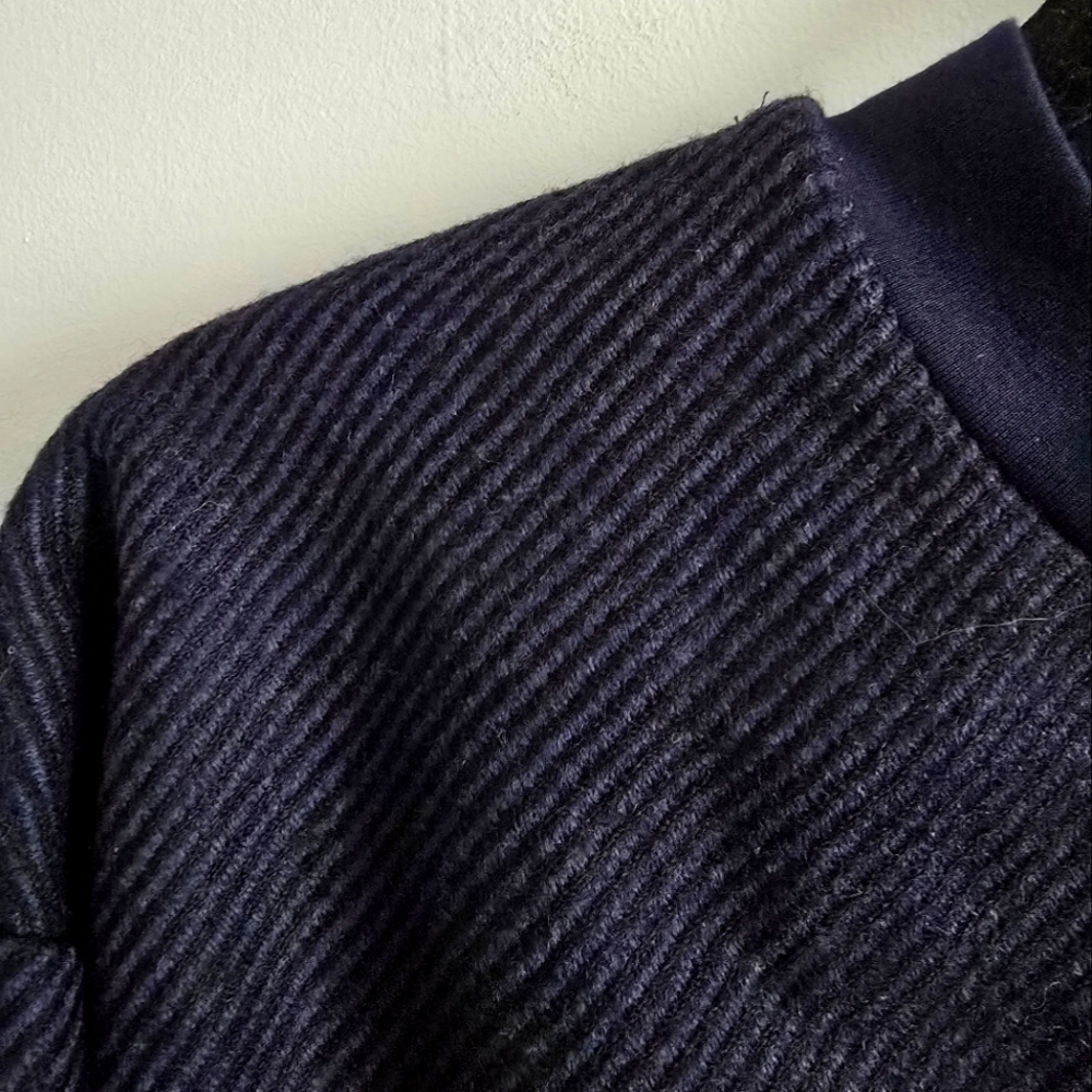 Tish Cox Herringbone Navy Ruffle Sleeve Gina Top Small - Picture 3 of 8